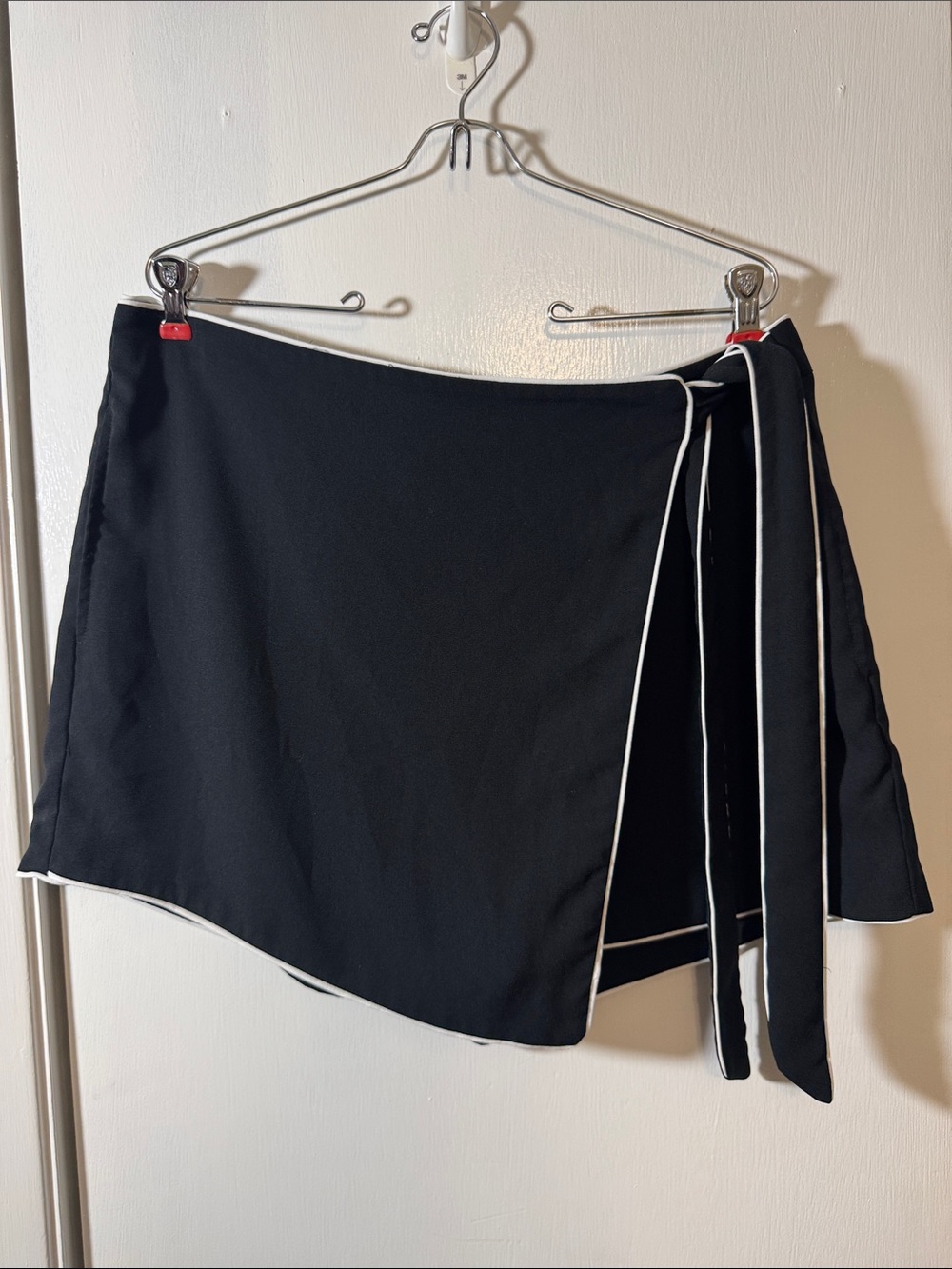 Black Wrap Skort with White Piping
